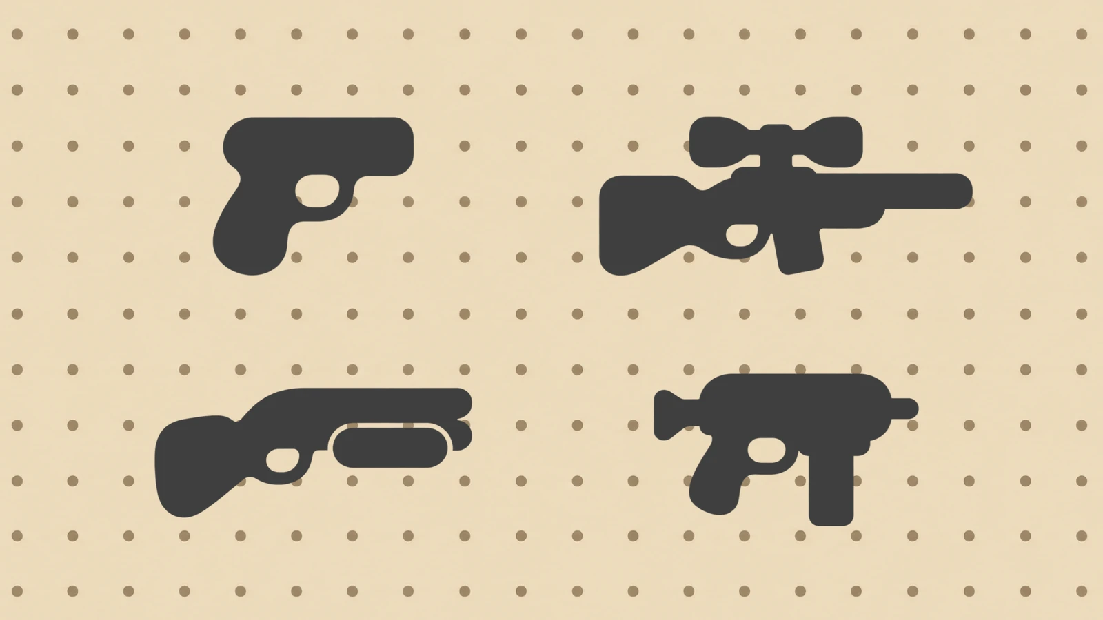 Four weapons from the Hariboo Madness arsenal
