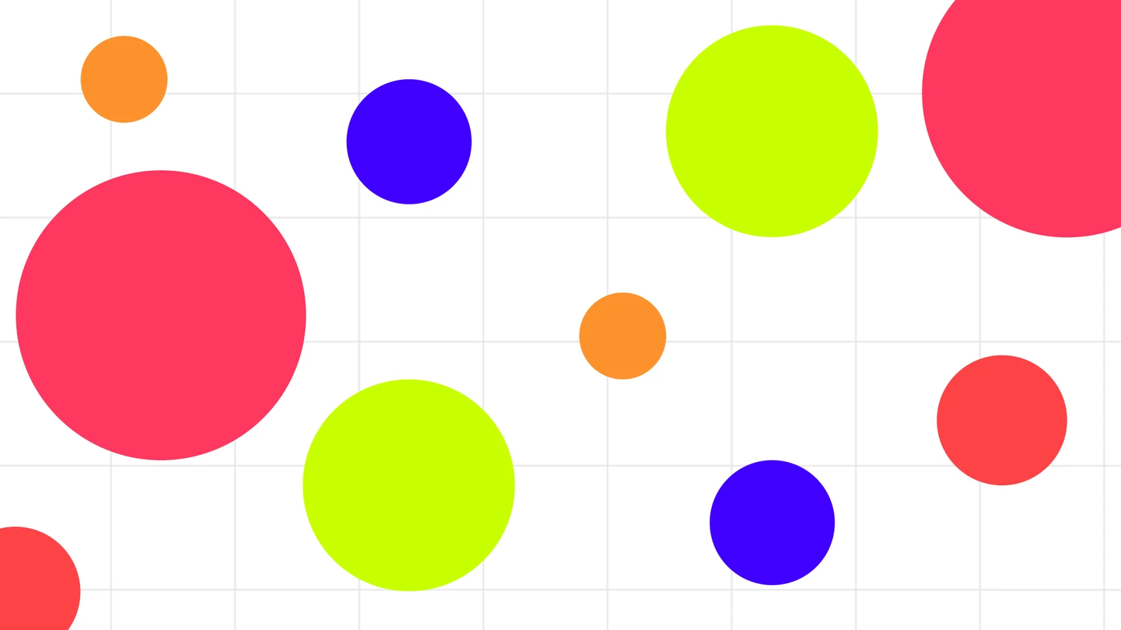 Colourful enemies of different sizes on the game grid